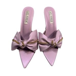 Lavender High Heels‎ Women's Shoes 8.5 Bow Chain Pointed Toe Mules Girlhoodcore